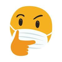 emoji pensativo con máscara médica estilo de dibujo a mano vector