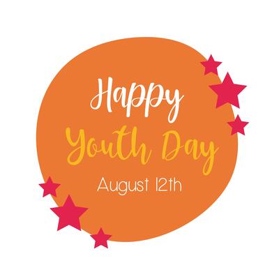 happy youth day lettering in circular frame flat style