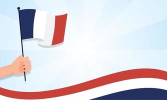 Hand holding france flag for happy bastille day vector design