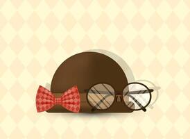 glasses, bowtie and hat for father's day vector design