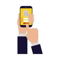 Hands holding smartphone to do banking vector design