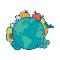 planet earth with health icons vector