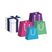 caja de regalo con bolsas de compras vector