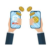 online ecommerce with smartphones and coins vector