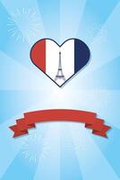 eiffel tower inside heart for happy bastille day vector design