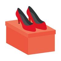 tacones rojos en caja vector