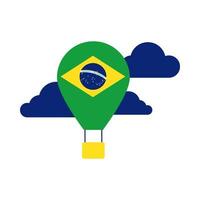 bandera de brasil en globo aerostático icono de estilo plano caliente vector