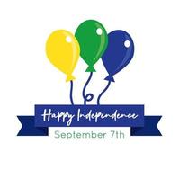 feliz dia de la independencia brasil tarjeta con globos vector