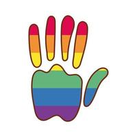 handprint painted with gay pride colors vector