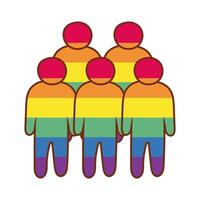 lgbtiq community figures with gay pride colors vector