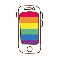 smartphone with gay pride colors vector