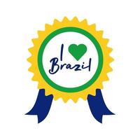 i love brazil seal stamp with heart flat style icon vector