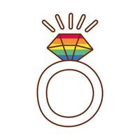 anillo de diamantes con colores del orgullo gay vector