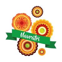 happy navratri celebration with laces decorative flat style vector