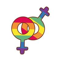 female symbols with lgbtiq pride stripes vector