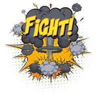 FIGHT text on comic cloud explosion isolated on white background vector