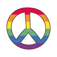 peace symbol with gay pride colors vector