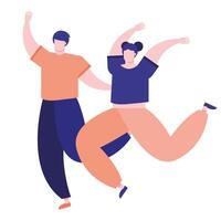 young couple practicing exercise vector