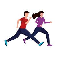 young couple running vector