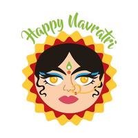 happy navratri celebration with goddess AMBA flat style vector