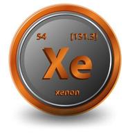 Xenon chemical element. Chemical symbol with atomic number and atomic mass. vector