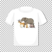 diseño de grupo de animales salvajes en camiseta vector