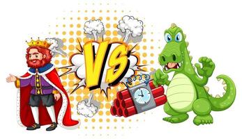 Dragon and king fighting each other on white background vector