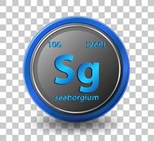 elemento químico seaborgio. símbolo químico con número atómico y masa atómica. vector