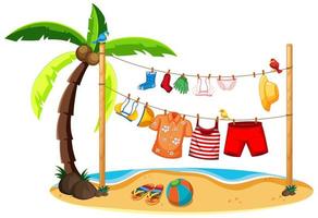 Isolated summer clothes hanging outdoor vector