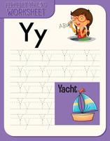 Alphabet tracing worksheet with letter and vocabulary vector