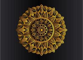 Golden ornamental, floral and abstract arabesque mandala design vector