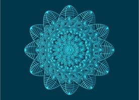 Blue ornamental, floral and abstract arabesque mandala design vector