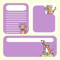 bloc de notas lindos diseños de gatos para hacer la lista de notas diarias vector