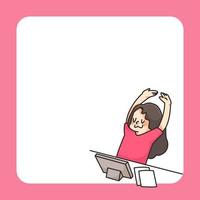 workaholic people work from home cute cartoon illustration vector