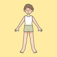 boy body anatomy drawing cute cartoon illustration vector