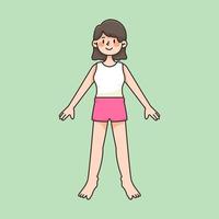 cuerpo de niña dibujo de anatomía ilustración de dibujos animados lindo vector