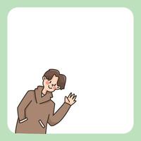 boy waving notepad cute cartoon illustration vector