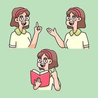 teacher teaching instructions cartoon illustration vector