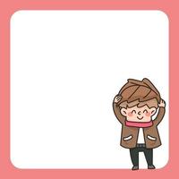 autumn boy notepad cute cartoon illustration vector