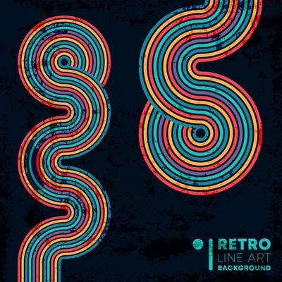 Retro grunge texture background with colorful vintage lines