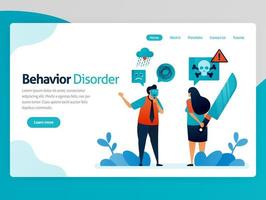 Illustration of behavior disorder. False emotions. Multiple personality. Hypocritical. Lying with yourself. Desire to kill. Vector cartoon for website homepage header landing web page template apps