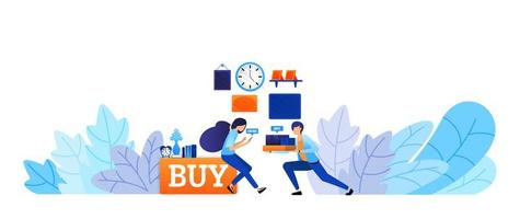 experience of buying goods online with fast delivery buy now and shop right up. e-commerce technology vector illustration concept for landing page, web, ui, banner, flyer, poster, template, background