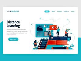 Distance learning with e-learning. Modern education, digital courses, video lessons. Questionnaire, survey, exam, quiz for students .Vector illustration, landing page, card, banner, brochure, flyer vector