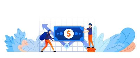 increase growth of assets to reach target. analysis of capital performance report to set strategy. game and craft business vector illustration concept for landing page, web, ui, banner, flyer, poster