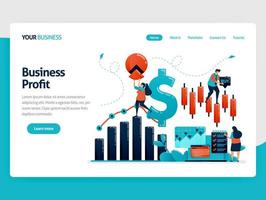 Financial platform to help choose investment. Statistics data for accounting. Analysis of business data and company growth. Flat vector human illustration for landing page, website, mobile, poster