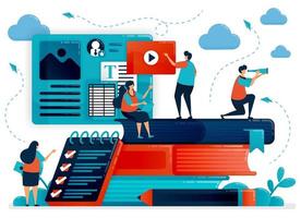 Distance learning with e-learning. Modern education, digital courses, video lessons. Questionnaire, survey, exam, quiz for students .Vector illustration, landing page, card, banner, brochure, flyer vector
