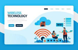 landing page and website for wifi connection and protection, internet access with wifi, wifi firewall security with password, security access and connection. vector design flyer poster mobile apps ads