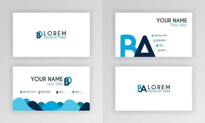 Blue Business Card Template. Simple Identity Card Design With Alphabet Logo And Slash Accent Decoration. For Corporate, Company, Professional, Business, Advertising, Public Relations, Brochure, Poster