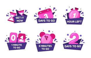 New Year Countdown Sticker Collection vector