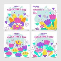 conjunto de tarjetas de flores de San Valentín vector